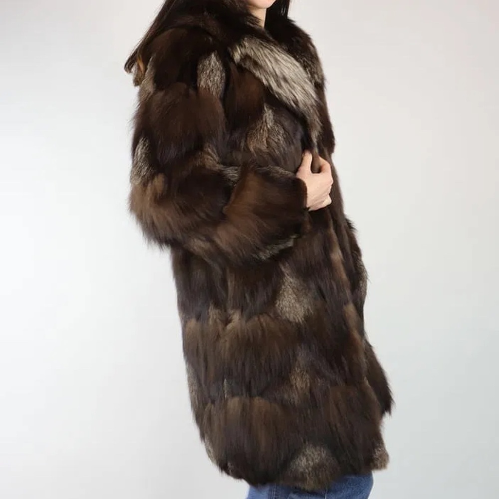 Silver Fox Fur Coat – EU XL / US 20 (Approx. US 12 Fit) ❄️✨